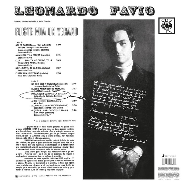 Leonardo Favio - Fuiste Mia Un Verano LP