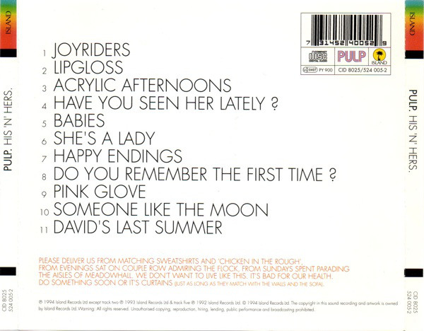 Pulp - His 'N' Hers CD