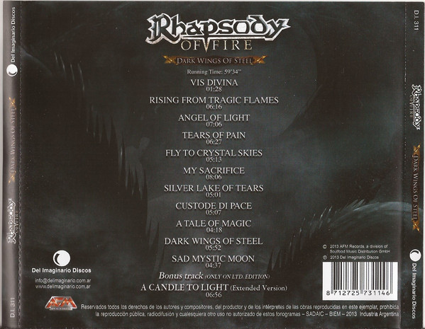 Rhapsody Of Fire ‎– Dark Wings Of Steel