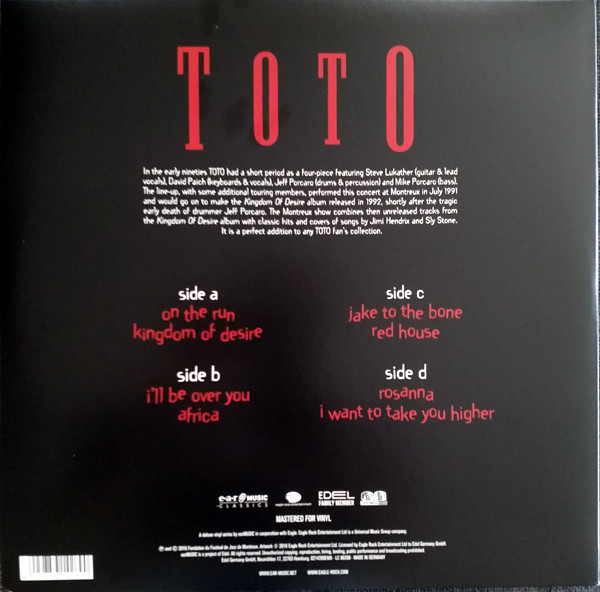 Toto - Live At Montreux 1991 2LPs