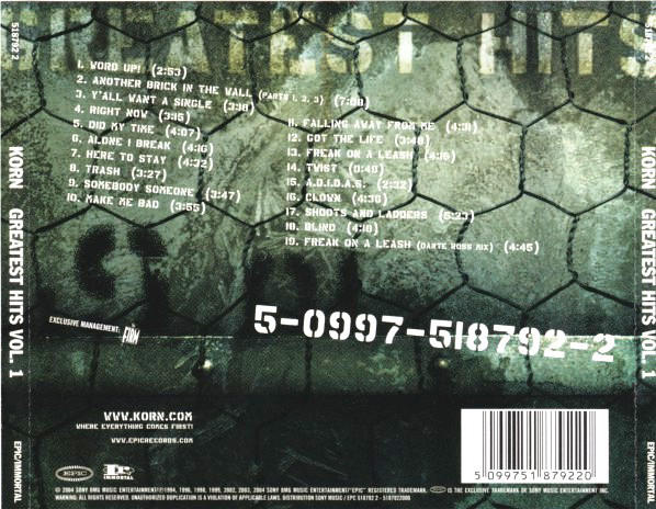Korn - Greatest Hits Vol. 1 CD